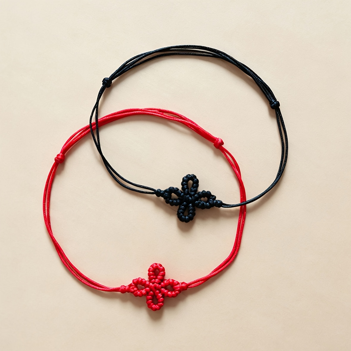Stylish High-End Four-Leaf Clover Handmade Woven Stretch Bracelet Anklet